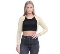 Hamishkane® Women's Long Sleeve Shrug - Stylish Shiny Lurex Bolero Shrug for Women - Cropped Cardigan Great for Dressy Occasions and Casual Outfits Cream