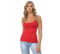 Hamishkane® Womens Plain Bodycon Cami Strappy Sleeveless Tank Tops, Slim Fitted Scoop Neck Vest Tops Women UK, Stretchy Gym Wear, Casual Summer Ladies Vest Red