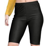 Hamishkane® Womens Plain Shiny Nylon Lycra Cycling Shorts, Elasticated Waist Slim Fit Hot Pants, Stretchy Yoga Fitness Gym Shorts, Stylish Women Activewear Black