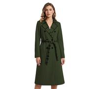 Hamishkane® Wool Trench Winter Coats for Women UK, Checked Belted Lapel Collared Long Sleeve Ladies Jackets, Front 6 Buttons with Side Pockets Long Cardigan Womens Coats for Casual Wear, One Size