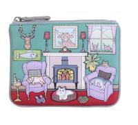 Hamish's House Cat & Highland Cows RFID Soft Leather Coin & Card Purse by Mala Leather