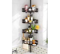 HAMITOR Shower Caddy Tension Pole: Rustproof Bathroom Corner Shelf for Renters, 47-121 inches Adjustable Organizer with Soap Holder-Large Capacity Rack for Shampoo Storage Home Accessory- Bronze