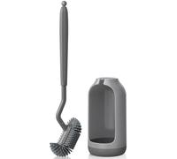 HAMITOR Silicone Toilet Brush Holder Set: Deep Cleaning S-Shaped Curved Bristle Brush for Bathroom Dead Corner Clean - Modern Rv Toilet Decorative Accessories - Grey