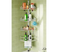 HAMITOR Telescopic Shower Caddy Corner Storage: No-Drill Stainless Steel Bathroom Shelves Organizer, 4-tier Large Capacity Adjustable Shelf with