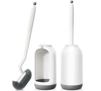 HAMITOR Toilet Bowl Brush Holder Set: 2Pack Deep Cleaning Silicone Toilet Scrubber Under Rim with Curved Bristle for Bathroom Dead Corner Clean - Modern Rv Decorative Accessories
