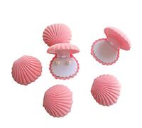 HAMIYELL Pack of 6 Velvet Earring Gift Box Shell Jewelry Storage Case Showcase Display Organizer Box for Necklace (Pink)