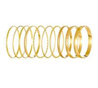 Hamkaw 10pcs bangles for womens,Gold Bangle Bracelet Set,Round Cuff Bracelets,ladies hand jewellery, Stackable Metal Glossy Plated Layered Thin Charm Bangles for wendalern ball,Wedding (Gold)
