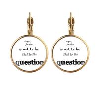 hamlet to be or not to be Gold Clip On Drop Earrings Non Piercing Dangle Jewelry