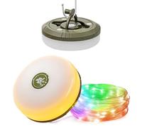 HAMLITE Camping Light String, 3 in 1 Camping Light Rechargeable(29.5Ft), RGB Portable Outdoor String Lights, Durable Tent Fairy Lights, Multi-Modes & Brightness, USB RV Awning Lights for Camper, Yard, HAM-0110-1