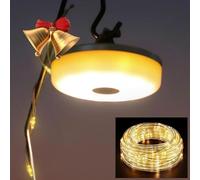 HAMLITE Camping String Lights,2 in 1 Outdoor Waterproof Portable Stowable Fairy Light with 5 Lighting Modes(32.8Ft), USB Rechargeable Halloween Christmas String Lights for Yard, Garden, Party Decor