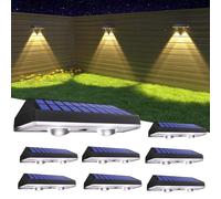 HAMLITE Solar Fence Lights Outdoor Garden: Solar Wall Lights Outdoor Waterproof - Solar Powered Garden Fence Lights 3 Color Modes for Deck Patio Decking Gate Yard Decoration 8-Pack
