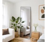 Hamlody Full Length Mirror 162x52CM Large Long Mirrors, Black Rectangular Full Body Wall Mirror with Aluminum Frame, Standing Hanging or Leaning Against Wall, Dressing Mirrors for Bedroom/Living Room
