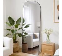 Hamlody Full Length Mirror 162x52cm, Tall Floor Mirror with Stand & Wall Hooks, Shatterproof Tempered Glass, Full Body Arched Mirror with Aluminum Alloy Frame for Bedroom/Living Room (Black)