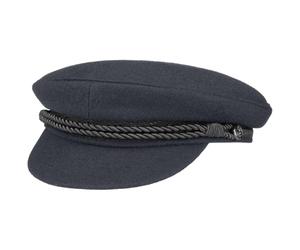HAMMABURG Elbe Sailor Hat Traditional Captain's Hat Fabric Peaked Cap Cord Short Visor Black Buttons Made in EU Men Blue