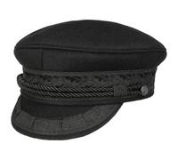 HAMMABURG Prince Henry Cap in Black, Traditional Captain’s Cap Made of Cloth in Size 61 cm, Classical Peaked Cap with Cord, Fastened to This Mariner’s Cap by Buttons with an Anchor Motif