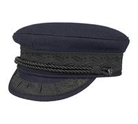 HAMMABURG Prince Henry Cap in Blue, Traditional Captain’s Cap Made of Cloth in Size 59 cm, Classical Peaked Cap with Cord, Fastened to This Mariner’s Cap by Buttons with an Anchor Motif