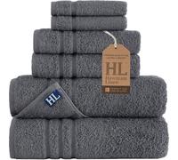 Hammam Linen 6-Piece Grey Bath Towels Set Original Turkish Cotton Soft, Absorbent and Premium Towels Set for Bathroom and Kitchen 2 Bath Towels, 2 Hand Towels, 2 Washcloths (Cool Grey)
