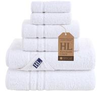 Hammam Linen White Bath Towels Set 6-Piece Original Turkish Cotton Soft, Absorbent and Premium Towel for Bathroom and Kitchen 2 Bath Towels, 2 Hand Towels, 2 Washcloths