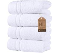 Hammam Linen White Hand Towels 4-Pack - 16 x 30 Turkish Cotton Premium Quality Soft and Absorbent Small Towels for Bathroom