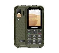 Hammer 6 LTE Military Edition feature phone, large 2500mAh battery with up to 7 days of standby, flashlight and SOS button, VoLTE technology, backlit keys, IP68 1.5-meter drop test, 2.4-inch screen.