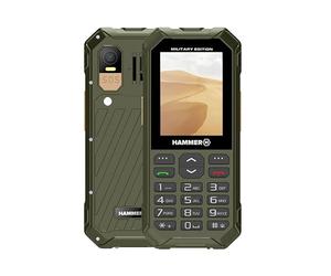 Hammer 6 LTE Military Edition feature phone, large 2500mAh battery with up to 7 days of standby, flashlight and SOS button, VoLTE technology, backlit keys, IP68 1.5-meter drop test, 2.4-inch screen.