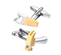 Hammer and Saw Tools Handyman Carpenters Gold Cufflinks