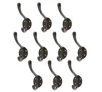 Hammer and Tongs 10x Black 40mm x 105mm Hat & Coat Hook - Cast Iron Vintage Antique Wall Mounted Hanger