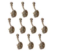 Hammer and Tongs 10x Brass 30mm x 95mm Ball End Hat & Coat Hook - Cast Iron Vintage Antique Wall Mounted Hanger