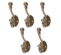 Hammer and Tongs 5X Brass 30mm x 95mm Ball End Hat & Coat Hook - Cast Iron Vintage Antique Wall Mounted Hanger