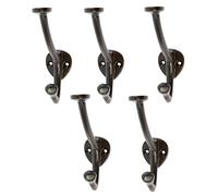 Hammer and Tongs Bowler & Coat Hooks - Pack of 5 - W35mm x H115mm - Vintage Wall Mounted Entryway Black Coat Hooks Hat Storage Hanging for Clothes, Hats