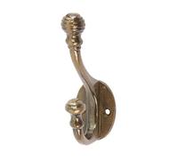Hammer and Tongs Brass 30mm x 95mm Ball End Hat & Coat Hook - Cast Iron Vintage Antique Wall Mounted Hanger