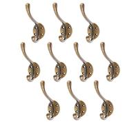 Hammer and Tongs Brass Hat & Coat Hooks - Pack of 10 - W40mm x H105mm - Metal Vintage Wall Mounted Entryway Coat Hooks Hat Hook Storage Hanging for Clothes, Coats, Hats