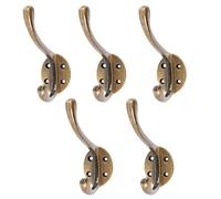 Hammer and Tongs Brass Hat & Coat Hooks - Pack of 5 - W40mm x H105mm - Metal Vintage Wall Mounted Entryway Coat Hooks Hat Hook Storage Hanging for Clothes, Coats, Hats