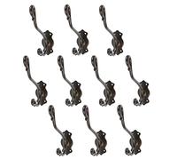 Hammer and Tongs Curly Hat & Coat Hooks - Pack of 10 - W40mm x H140mm - Vintage Wall Mounted Entryway Black Coat Hooks Storage Hanging for Clothes, Hats