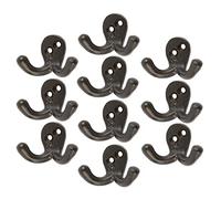Hammer and Tongs - Double Coat Hook - W50mm x H35mm - Black - Pack of 10 | Hook for Coats, Jackets, Hats, Bags, Towels & Clothing - Ideal for Hallway, Bedroom, Bathroom & Wardrobe Storage