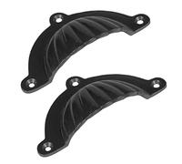 Hammer and Tongs Fluted Cabinet Drawer Handles - W95mm x H50mm - Black - Pack of 2 - Home Storage Cupboard Handle Door Knob Cabinet Pull Handles with Screws Included