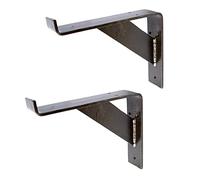 Hammer and Tongs Gallows Style Scaffold Iron Shelf Brackets - D240mm - Pack of 2 - Raw Metal Shelve Brackets Wall Mounted Shelves Support for Home Storage, Kitchen Storage