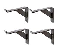 Hammer and Tongs Gallows Style Scaffold Iron Shelf Brackets - D240mm - Pack of 4 - Black Metal Shelve Brackets Wall Mounted Shelves Support for Home Storage, Kitchen Storage