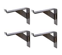 Hammer and Tongs Gallows Style Scaffold Iron Shelf Brackets - D240mm - Pack of 4 - Raw Metal Shelve Brackets Wall Mounted Shelves Support for Home Storage, Kitchen Storage