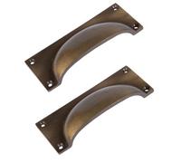 Hammer and Tongs Hammer & Tongs Rectangular Cabinet Drawer Pull - W130mm X H50mm - Brass - Pack Of 2
