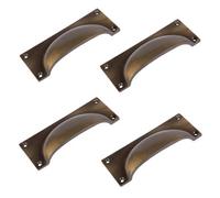 Hammer and Tongs Hammer & Tongs Rectangular Cabinet Drawer Pull - W130mm X H50mm - Brass - Pack Of 4