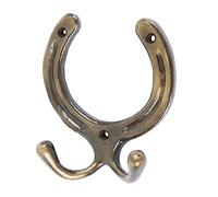 Hammer and Tongs - Horse Shoe Double Coat Hook - W100mm x H110mm - Brass