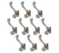 Hammer and Tongs Raw Metal Hat & Coat Hooks - Pack of 10 - W35mm x H105mm - Vintage Square Wall Mounted Hat Hook Storage Hanging for Clothes, Coats
