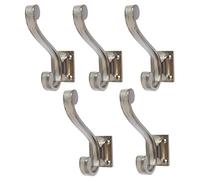 Hammer and Tongs Raw Metal Hat & Coat Hooks - Pack of 5 - W35mm x H105mm - Vintage Square Wall Mounted Hat Hook Storage Hanging for Clothes, Coats