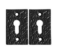 Hammer and Tongs - Rectangular Escutcheon Plate - W30mm x H50mm - Black - Pack of 2