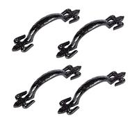 Hammer and Tongs Rustic Fleur De Lis Door Handles - H150mm - Pack of 4 - Black Vintage Cabinet Pull Handles Drawer Handle for Kitchen Cabinets, Cupboards