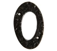 Hammer and Tongs Rustic Iron Numeral - Number 0 - H80mm in Black Hammer and Tongs Black