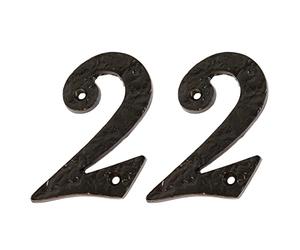 Hammer and Tongs - Rustic Iron Numeral - Number 2 - H85mm - Black - Pack of 2