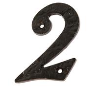 Hammer and Tongs Rustic Iron Numeral - Number 2 - H85mm in Black Hammer and Tongs Black