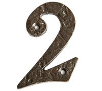 Hammer and Tongs Rustic Iron Numeral - Number 2 - H85mm in Grey Hammer and Tongs Grey
